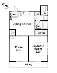 東町コーポ 2DKの間取図画像
