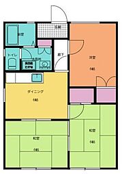 ローズハウスA 3DKの間取図画像