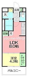 Liebe Watanabe 1LDKの間取図画像