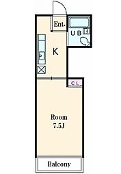 顕名ビル 1Kの間取図画像