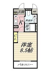 Access湘南平塚 1Kの間取図画像