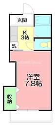 ポヌール湘南B 1Kの間取図画像