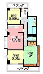 レジデンス浜野2 3LDKの間取図画像