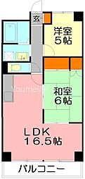 プラザ御殿 2LDKの間取図画像