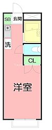 エスポアール2 1Kの間取図画像