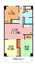 サニーヴィラ金子 2SLDKの間取図画像