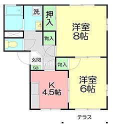 エステート三宅C 2DKの間取図画像
