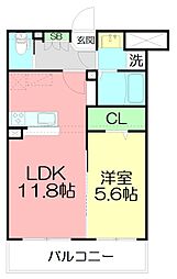 PARKKIHEI 1LDKの間取図画像