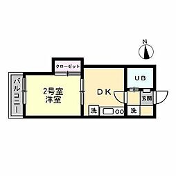 ヴィラトーヨー平塚 1DKの間取図画像