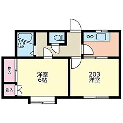 ドゥキャッスルエム 2Kの間取図画像