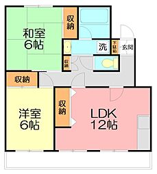 サンハイツ諏訪前第2 2LDKの間取図画像