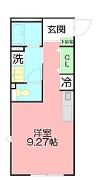 イーストオーシャン ワンルームの間取図画像