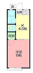 メゾン石田A 1Kの間取図画像