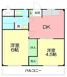 アパート 2DKの間取図画像