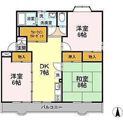 エスポワールいずみ 3DKの間取図画像