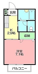 フレア上平塚2 1Kの間取図画像