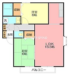 ウインディアB 2LDKの間取図画像