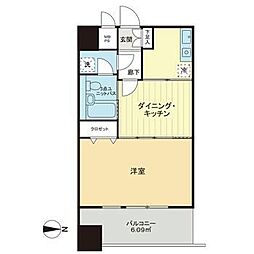 ライオンズマンション平塚宝町 1DKの間取図画像