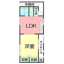 第1サンロードあさひ 1LDKの間取図画像
