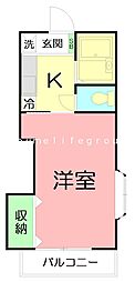 サンハイム湘南 1Kの間取図画像