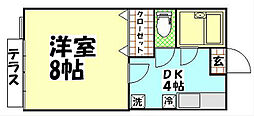 メイプルハイツ 1Kの間取図画像