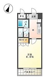 ポスト・マローネ 1Kの間取図画像