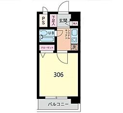 フジビューハイツ山下 1Kの間取図画像