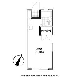 Mハイツ-2 1Kの間取図画像