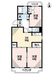 ブルースカイ平塚 3DKの間取図画像