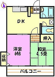 一剣花水コーポ 2DKの間取図画像