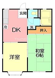 ハイツサンライズ 2DKの間取図画像