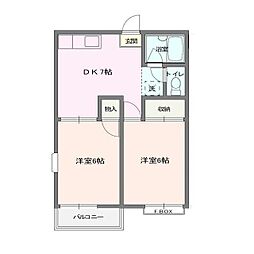 グランデュールテラス 2DKの間取図画像