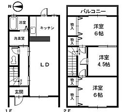 小野テラスハウス 3LDKの間取図画像