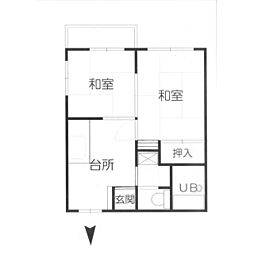幸町フラット 2DKの間取図画像