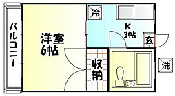 シンエイハイツ 1Kの間取図画像