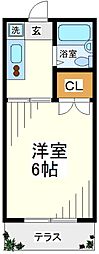リュミエール湘南 1Kの間取図画像