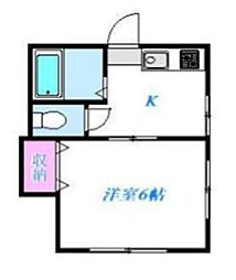 コーポカーリジ 1Kの間取図画像