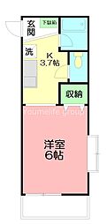 上大槻ハイツ 1Kの間取図画像