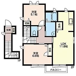 ライネスハイム 2LDKの間取図画像
