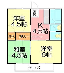 遠藤ハイツ 3DKの間取図画像
