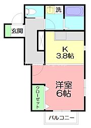 レパード板戸 1Kの間取図画像