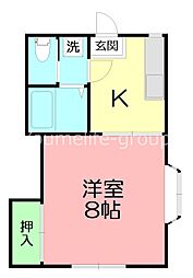 第二コーポミカ 1Kの間取図画像