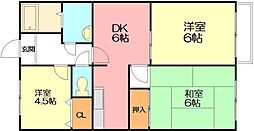 フェリース中根 3DKの間取図画像