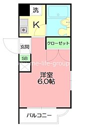 ジュネパレス平塚第19 ワンルームの間取図画像