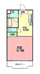 メルベーユ 1DKの間取図画像
