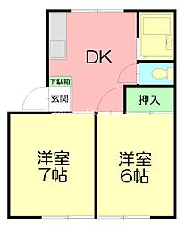 トムアンドジェリー 2DKの間取図画像
