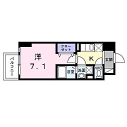 スアヴィス平塚八重咲 1Kの間取図画像