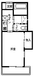 オートハイツ平塚 1Kの間取図画像