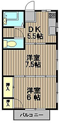 ポルポーラA 2DKの間取図画像