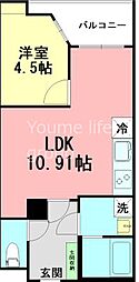 平塚スタービル 1LDKの間取図画像